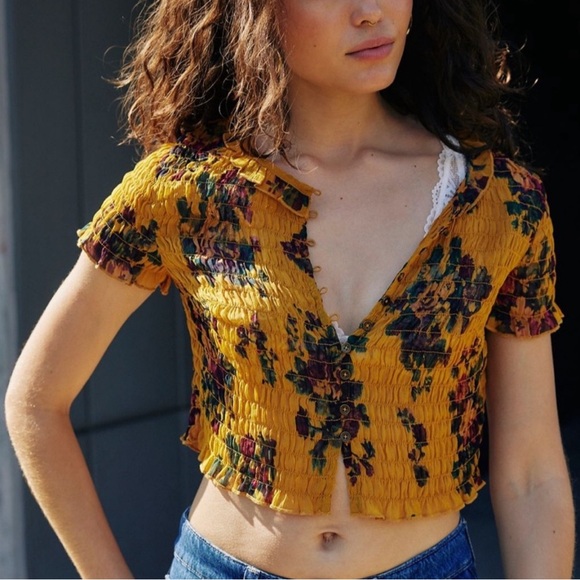 Free People Blooming Romance Goldenrod Top & Skirt Combo - Picture 5 of 17
